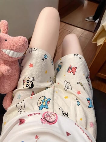 Дамски къси панталони от полиестер, тънък плат, средна талия, тай-дай принт – летни леки домашни панталони