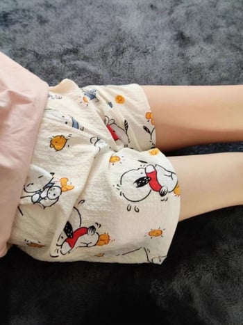 Дамски къси панталони от полиестер, тънък плат, средна талия, тай-дай принт – летни леки домашни панталони