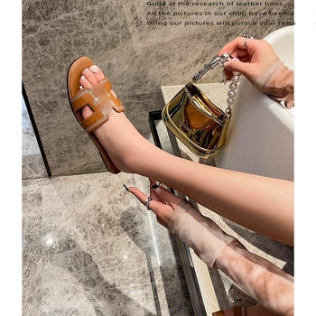 Moterų sandalai su rhinestones, kvadratinės nosies ir H formos dizainas, viršus iš superpluošto, padas iš gumos, vidinė medžiaga iš imitacinės odos, kvėpuojantys, lengvi, neslidūs