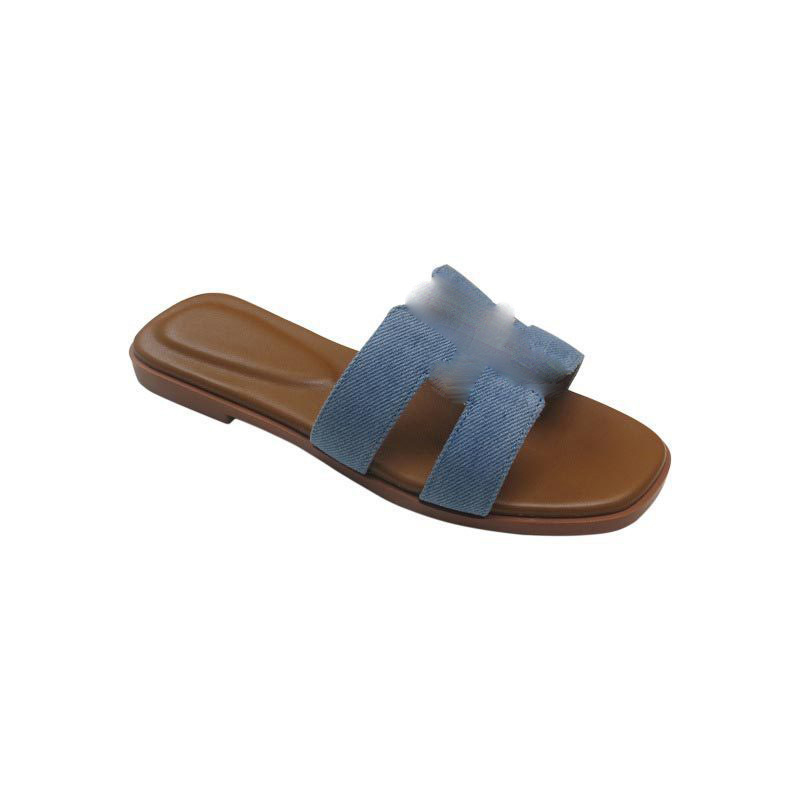 Moterų sandalai su rhinestones, kvadratinės nosies ir H formos dizainas, viršus iš superpluošto, padas iš gumos, vidinė medžiaga iš imitacinės odos, kvėpuojantys, lengvi, neslidūs