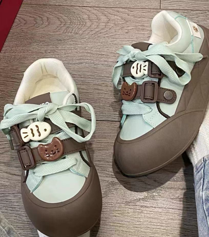 Pantofi sport din pânză, talpă din cauciuc vulcanizat, cu șireturi, stil coreean, PU partea superioară