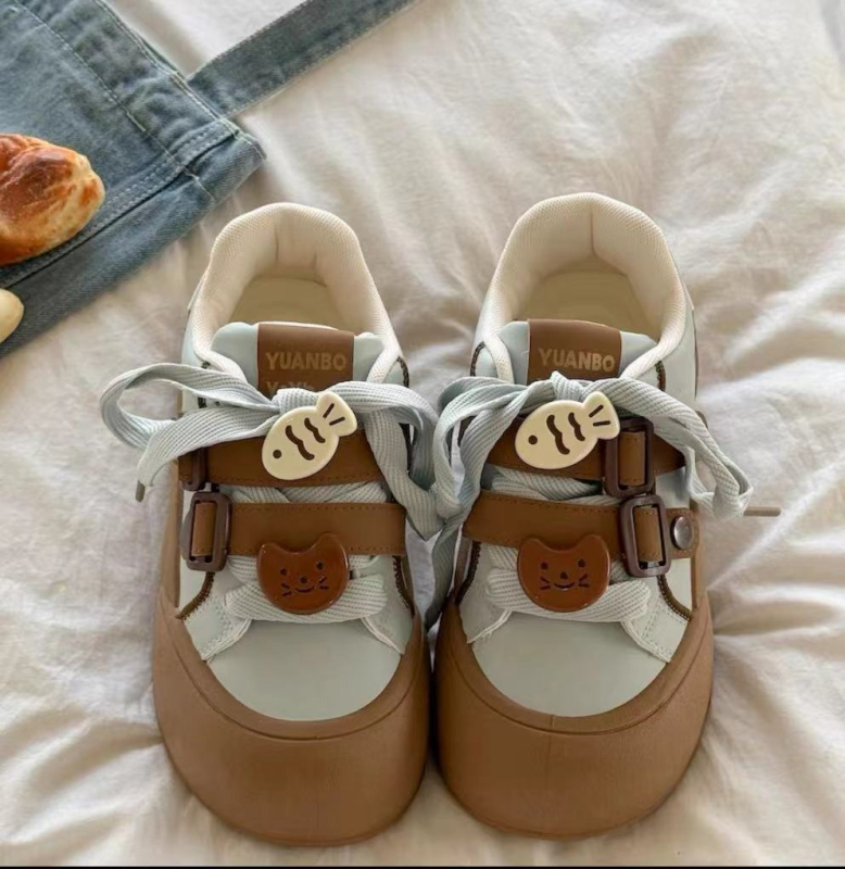 Pantofi sport din pânză, talpă din cauciuc vulcanizat, cu șireturi, stil coreean, PU partea superioară