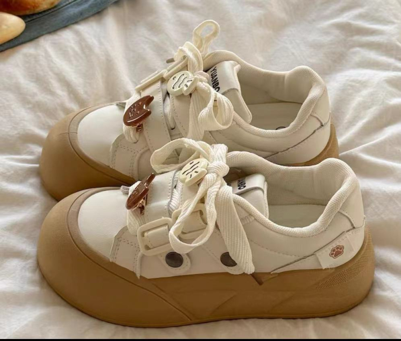 Pantofi sport din pânză, talpă din cauciuc vulcanizat, cu șireturi, stil coreean, PU partea superioară