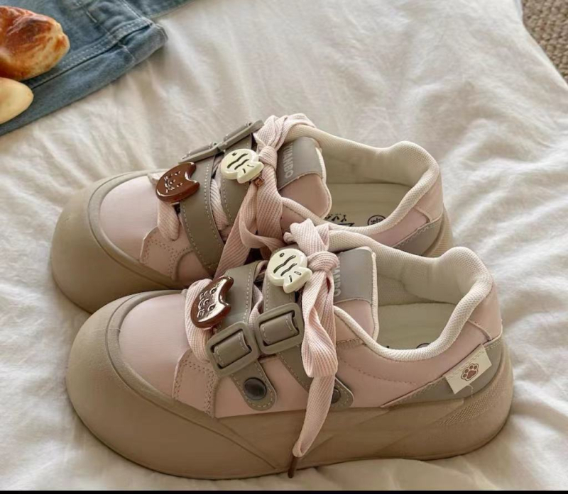 Pantofi sport din pânză, talpă din cauciuc vulcanizat, cu șireturi, stil coreean, PU partea superioară