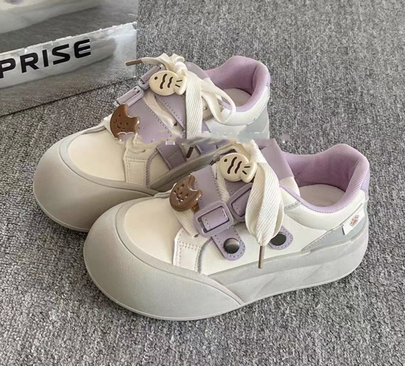 Pantofi sport din pânză, talpă din cauciuc vulcanizat, cu șireturi, stil coreean, PU partea superioară