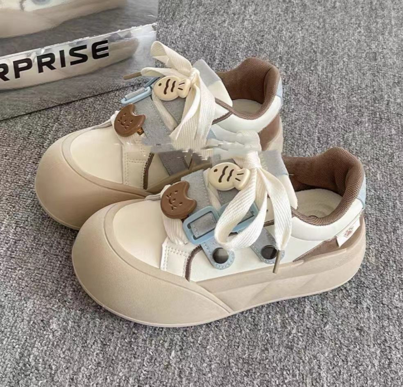 Pantofi sport din pânză, talpă din cauciuc vulcanizat, cu șireturi, stil coreean, PU partea superioară