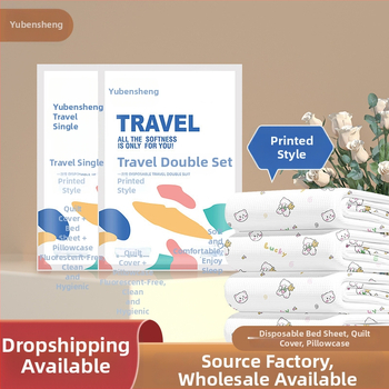 Vienkartinis keliautojo viešbučio patalynės komplektas: lovos pakloda, antklodės užvalkalas, pagalvių užvalkalas – 4 dalių komplektas; Medžiaga: nepluošto audinys; Prekės ženklas: Royal Color; Galiojimo laikas: 360 dienų