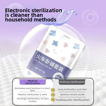 Vienkartinis traukinio miego komplektas — netkanas audinio, 3-4 dalių komplektas, įtraukti paklode, antklodės užvalkalas ir pagalvės užvalkalas, rudens–žiemos naudojimui