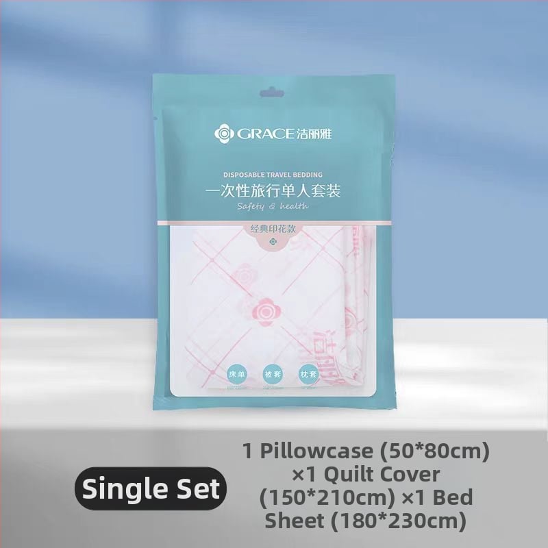 Jialiya vienkartinės lovos lakštai ir antklodės užvalkalas viešbučiams, SMS netkota medžiaga, 4 ar 3 dalių komplektas, storintas kelionės antklodės užvalkalas, modelis JA2035