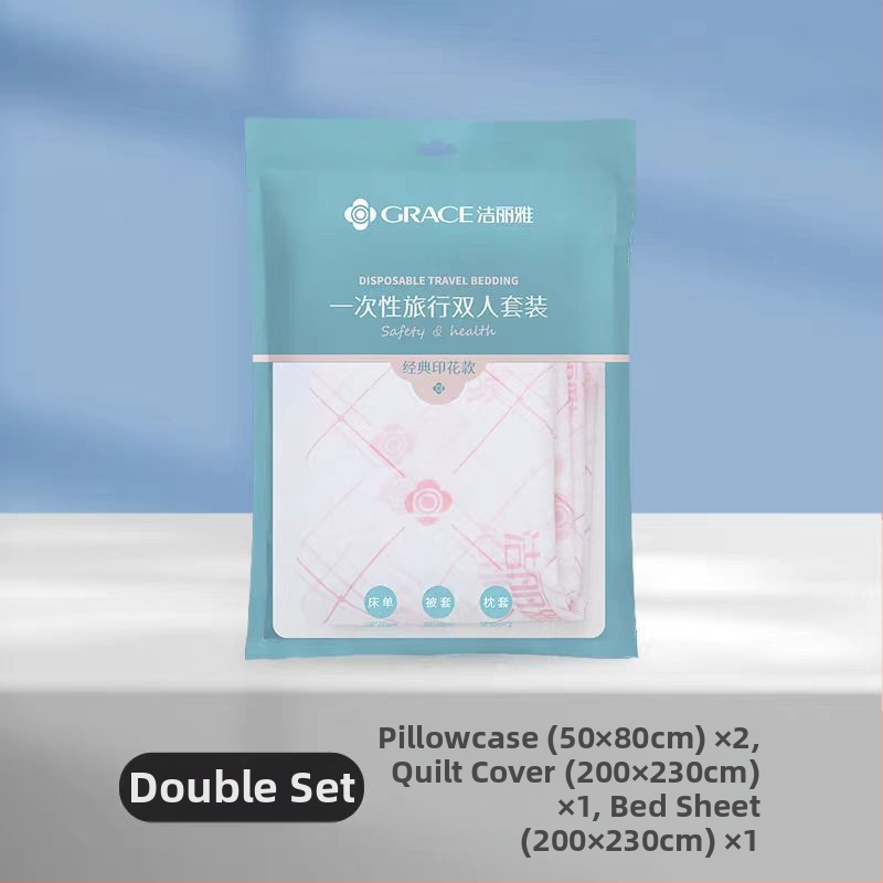 Jialiya vienkartinės lovos lakštai ir antklodės užvalkalas viešbučiams, SMS netkota medžiaga, 4 ar 3 dalių komplektas, storintas kelionės antklodės užvalkalas, modelis JA2035