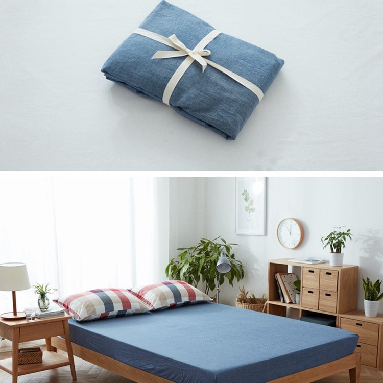 Japanski stil: jednoposteljni set posteljine od 100% pamuka, vlaknasto obojena, opran pamuk, jednobojna, uključuje navlaku za madrac i prekrivač