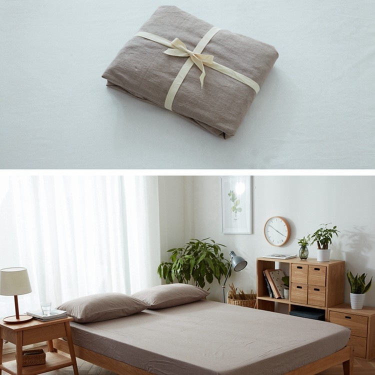Japanski stil: jednoposteljni set posteljine od 100% pamuka, vlaknasto obojena, opran pamuk, jednobojna, uključuje navlaku za madrac i prekrivač