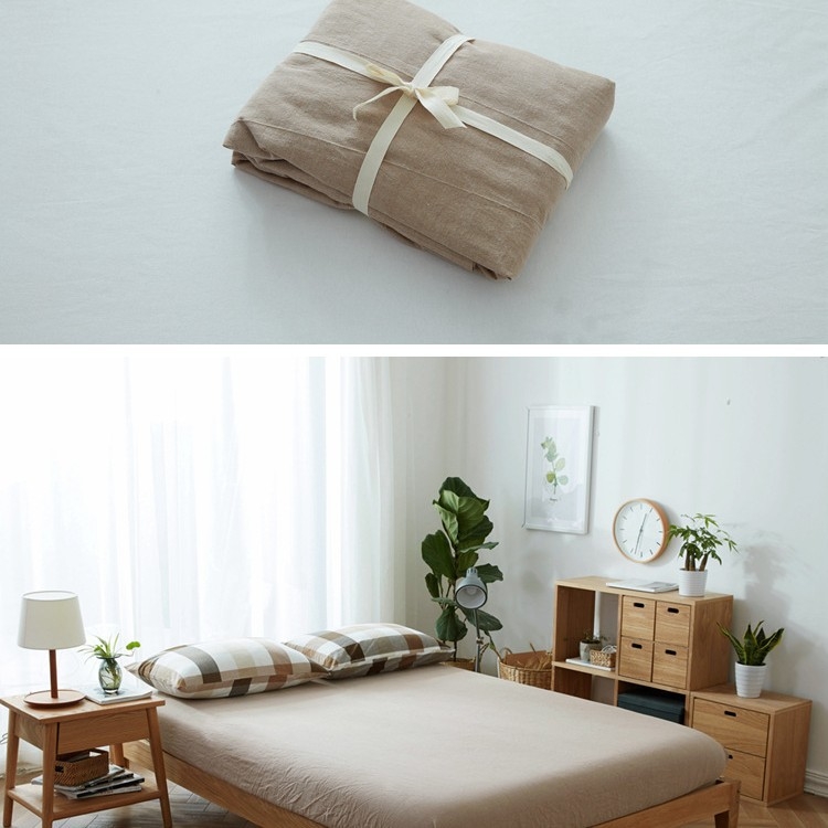 Japanski stil: jednoposteljni set posteljine od 100% pamuka, vlaknasto obojena, opran pamuk, jednobojna, uključuje navlaku za madrac i prekrivač