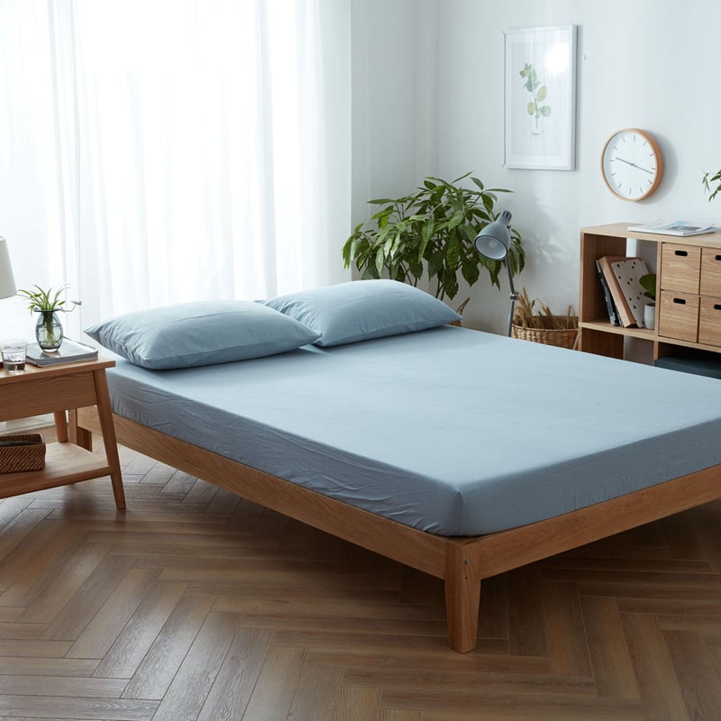 Japanski stil: jednoposteljni set posteljine od 100% pamuka, vlaknasto obojena, opran pamuk, jednobojna, uključuje navlaku za madrac i prekrivač