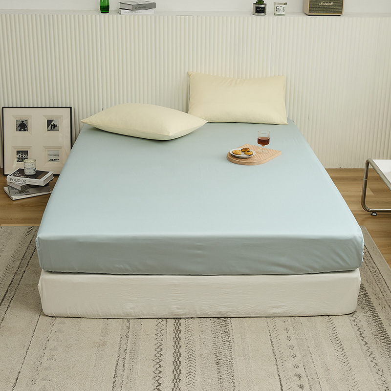 Fitted sheet s madracnim zaštitom, 100S satenski pamuk, jednobojan, za krevet 1,5 m
