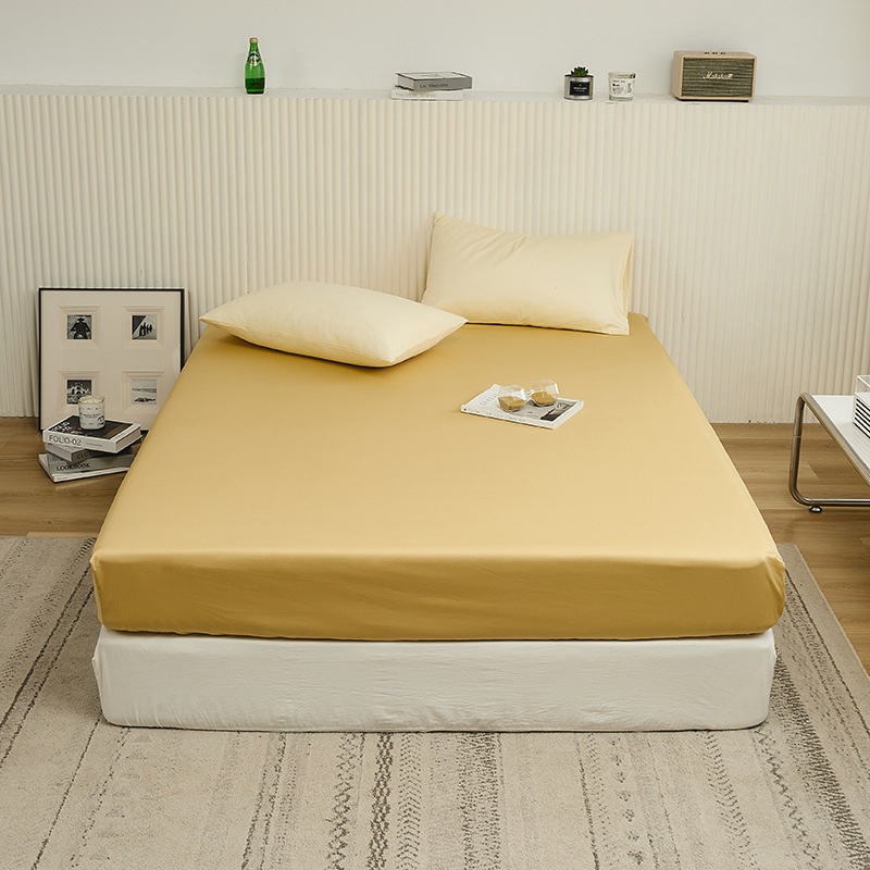 Fitted sheet s madracnim zaštitom, 100S satenski pamuk, jednobojan, za krevet 1,5 m