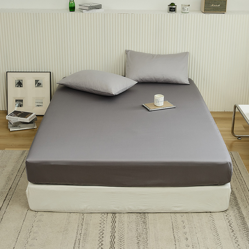 Fitted sheet s madracnim zaštitom, 100S satenski pamuk, jednobojan, za krevet 1,5 m