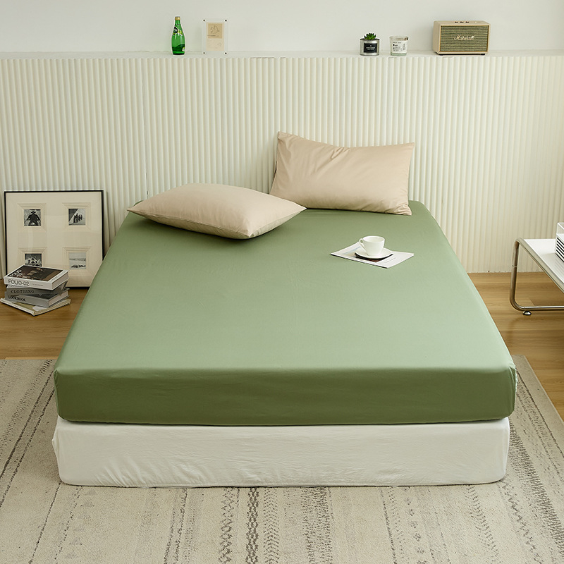 Fitted sheet s madracnim zaštitom, 100S satenski pamuk, jednobojan, za krevet 1,5 m