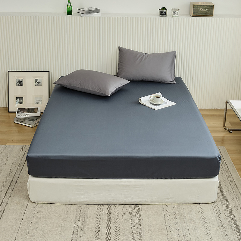 Fitted sheet s madracnim zaštitom, 100S satenski pamuk, jednobojan, za krevet 1,5 m