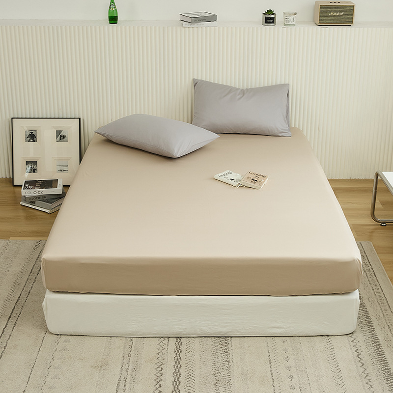 Fitted sheet s madracnim zaštitom, 100S satenski pamuk, jednobojan, za krevet 1,5 m