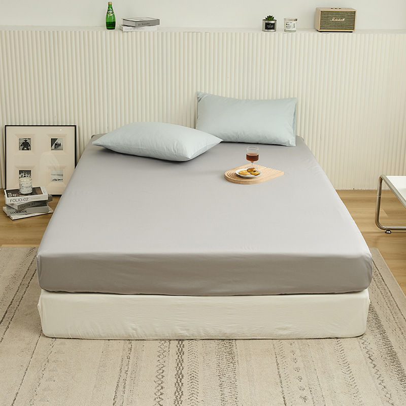 Fitted sheet s madracnim zaštitom, 100S satenski pamuk, jednobojan, za krevet 1,5 m