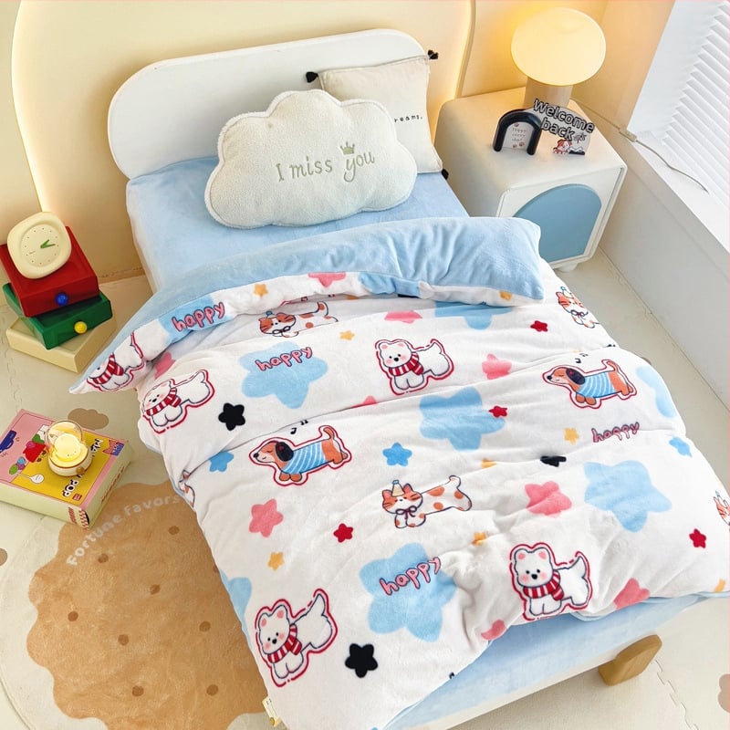 Gyerekeknek paplanhuzat - Geometriai és mesefigurás mintázat, reaktív nyomtatás, 300–500 g