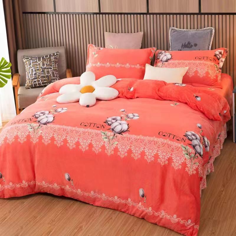 Tej velúros paplanhuzat, mintázat növényekkel és virágokkal, reaktív nyomtatás és színezés, modern minimalista stílus