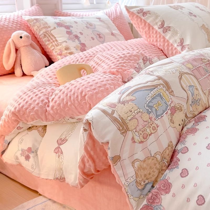 Paplanhuzat 100% pamut, twill szövés, reaktív nyomtatás és festés, rajzfilmszerű minta, hercegnő stílus