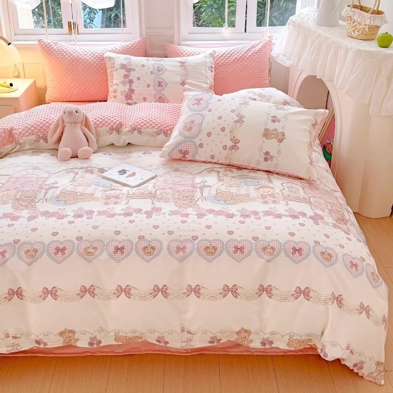 Paplanhuzat 100% pamut, twill szövés, reaktív nyomtatás és festés, rajzfilmszerű minta, hercegnő stílus