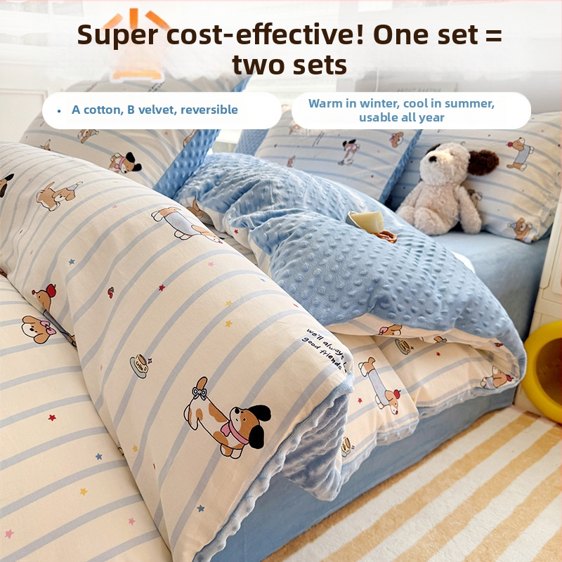 Paplanhuzat 100% pamut, twill szövés, reaktív nyomtatás és festés, rajzfilmszerű minta, hercegnő stílus