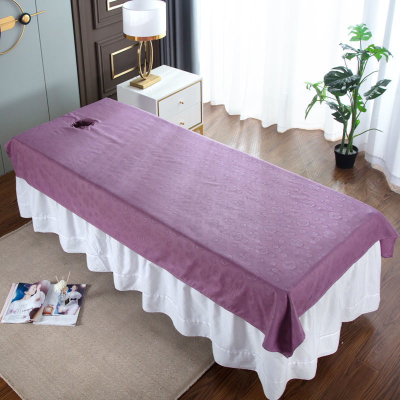 Posteljina za kozmetičke salone s rupicama – pamuk i lan, prugasti uzorak, hotelski stil