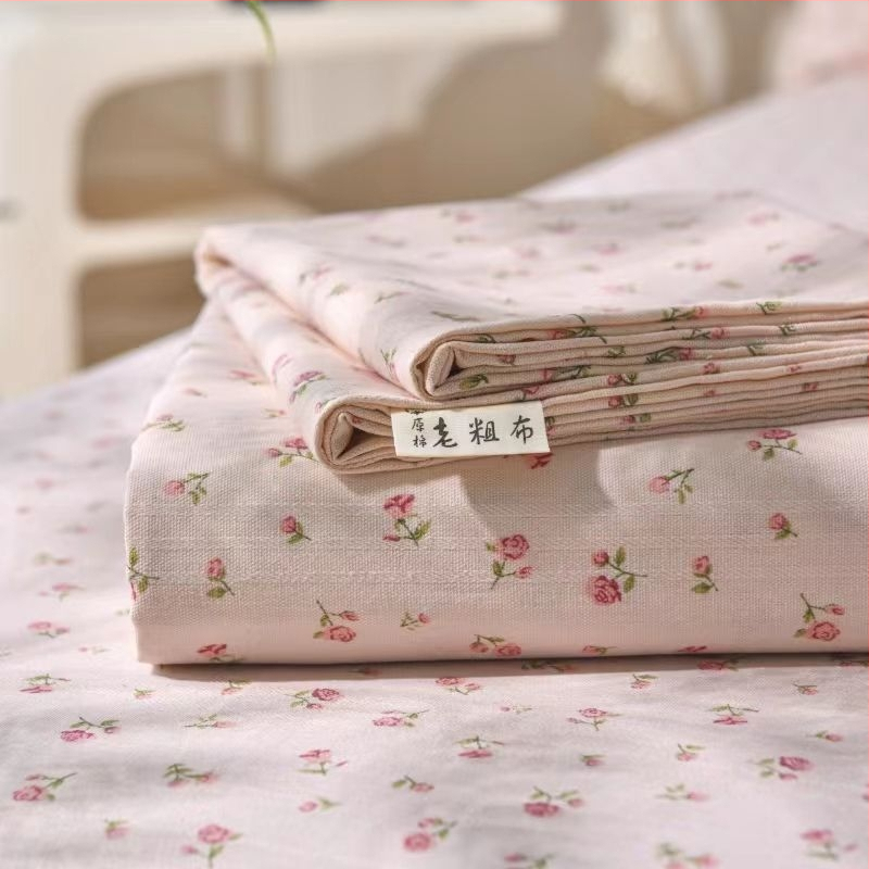 Sada posteľného prádla z 100% bavlny v pruhy — džakardová a hladká tkanina, reaktívne farbenie, vidiecký štýl