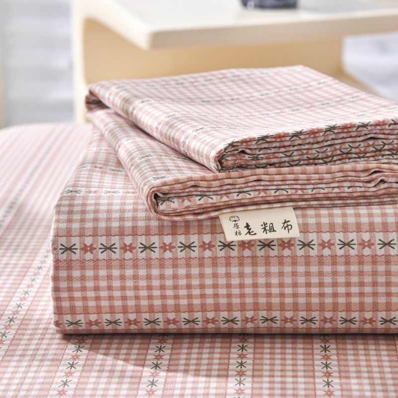 Set de lenjerie de pat din bumbac 100% în dungi — țesătură jacquard și simplă, vopsire reactive, stil pastoral