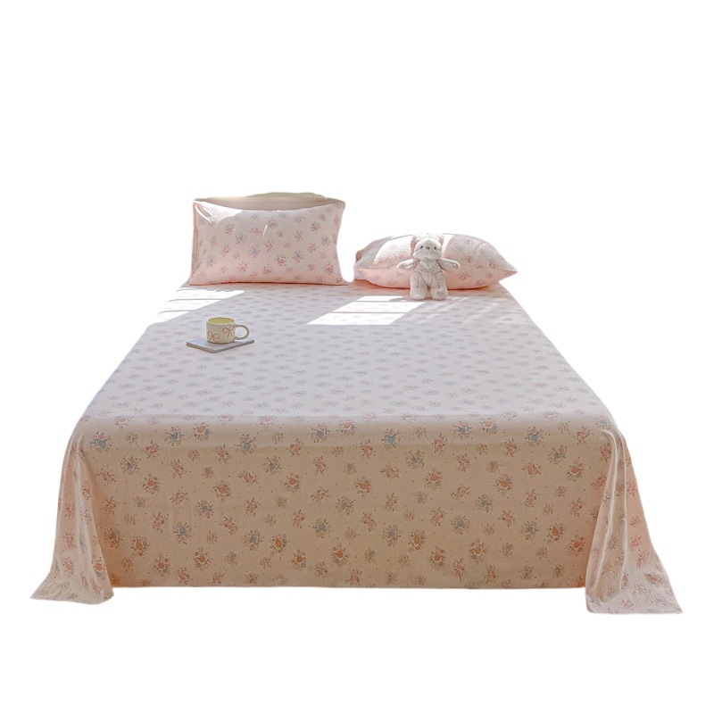3-dijelni set plahte za krevet od 100% pamuka, twill tkanina, reakcijsko tiskanje i boje, uzorak biljaka i cvijeća, moderan minimalistički stil, za sve sezone