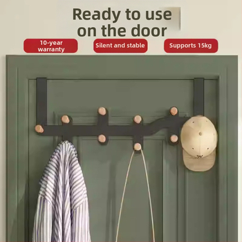 Geležinė durų kabykla su keliomis eilėmis, kabinimas už durų, 10 kg apkrova, šiuolaikinis minimalistinis stilius