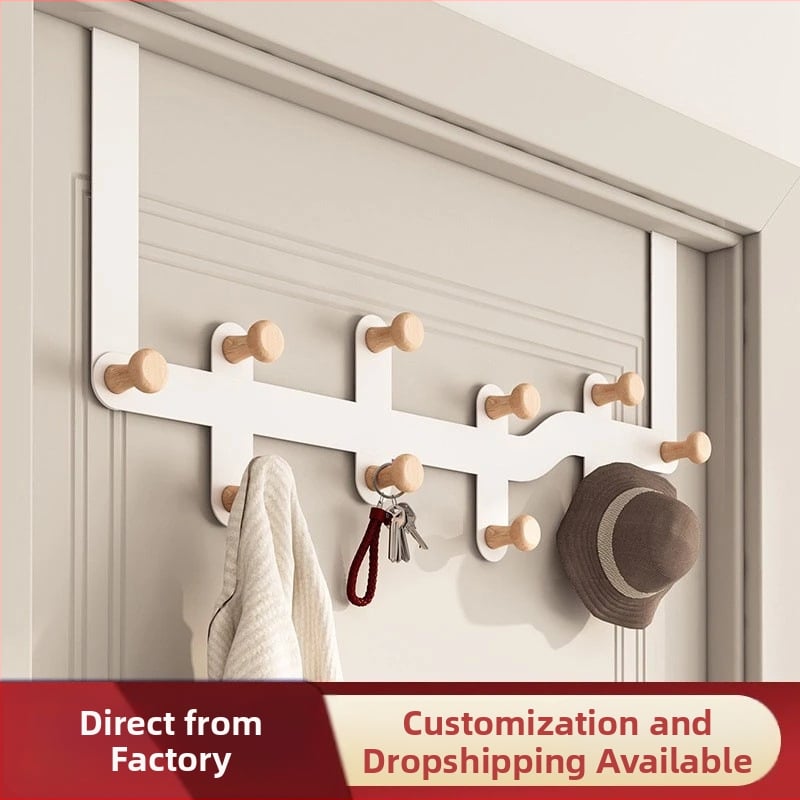 Geležinė durų kabykla su keliomis eilėmis, kabinimas už durų, 10 kg apkrova, šiuolaikinis minimalistinis stilius