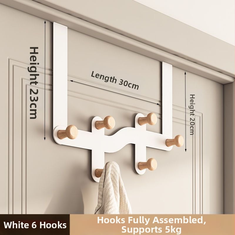 Geležinė durų kabykla su keliomis eilėmis, kabinimas už durų, 10 kg apkrova, šiuolaikinis minimalistinis stilius