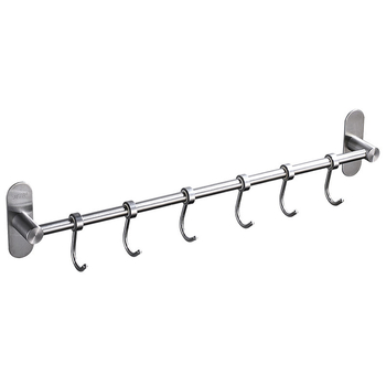 Virtuves sienas plaukts ar pakaramām, no 304 nerūsējošā tērauda, birstēts pārklājums, mūsdienīgs minimālistisks stils, svars 412 g