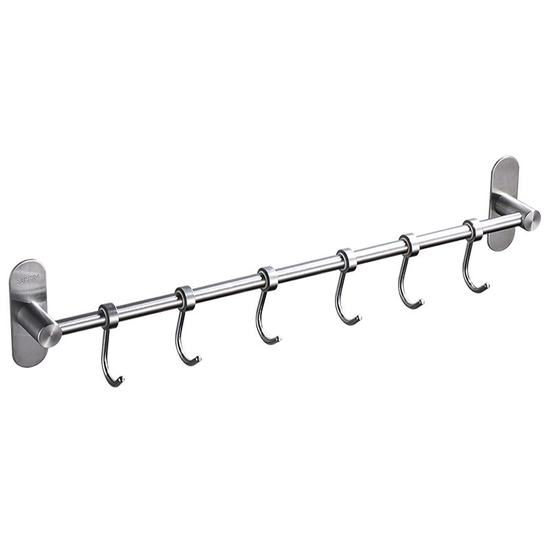 Virtuves sienas plaukts ar pakaramām, no 304 nerūsējošā tērauda, birstēts pārklājums, mūsdienīgs minimālistisks stils, svars 412 g