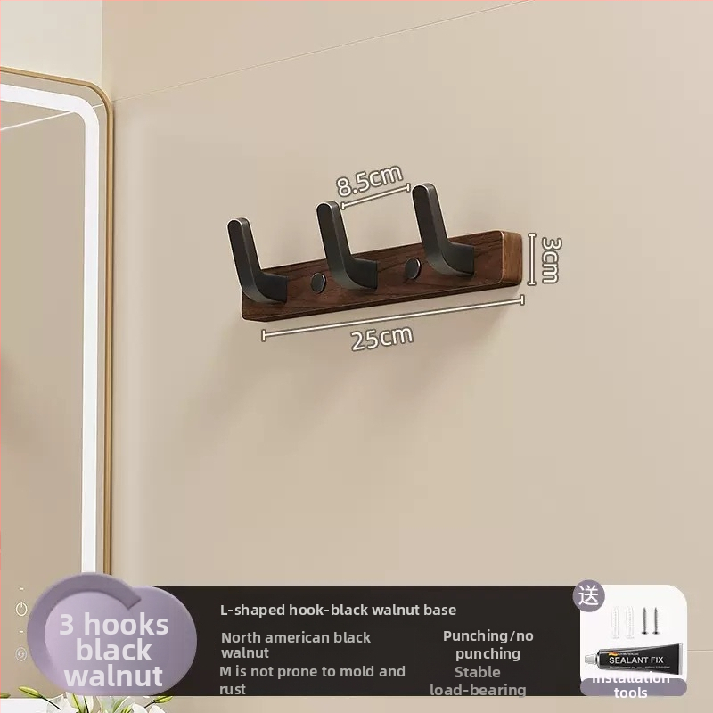 Koka sienas pakaramais ar vienu āķi, gaišs luksusa stils; materiāli: koks un plastmasa; maksimālais slogs 10 kg; uzstādīšana caur urbumu