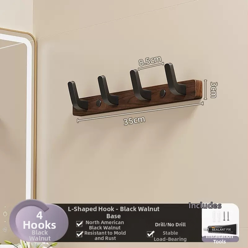 Koka sienas pakaramais ar vienu āķi, gaišs luksusa stils; materiāli: koks un plastmasa; maksimālais slogs 10 kg; uzstādīšana caur urbumu