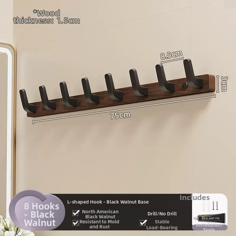 Koka sienas pakaramais ar vienu āķi, gaišs luksusa stils; materiāli: koks un plastmasa; maksimālais slogs 10 kg; uzstādīšana caur urbumu