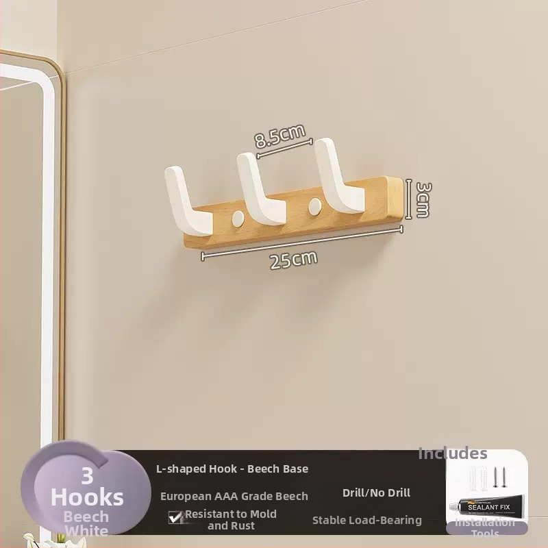 Koka sienas pakaramais ar vienu āķi, gaišs luksusa stils; materiāli: koks un plastmasa; maksimālais slogs 10 kg; uzstādīšana caur urbumu