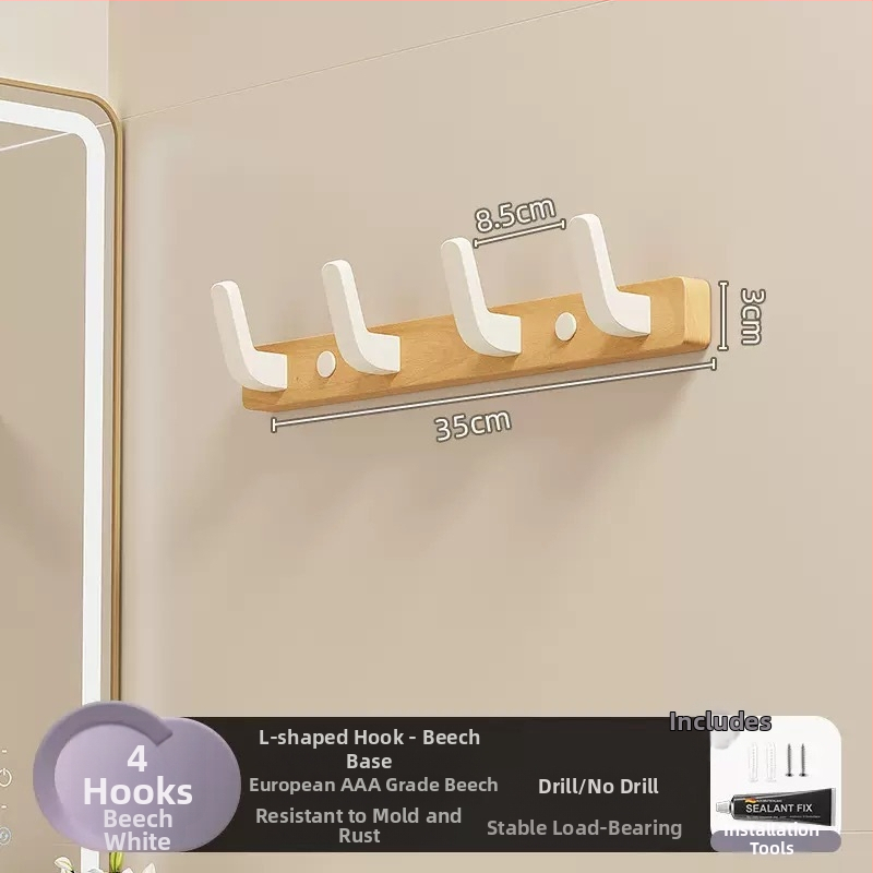 Koka sienas pakaramais ar vienu āķi, gaišs luksusa stils; materiāli: koks un plastmasa; maksimālais slogs 10 kg; uzstādīšana caur urbumu