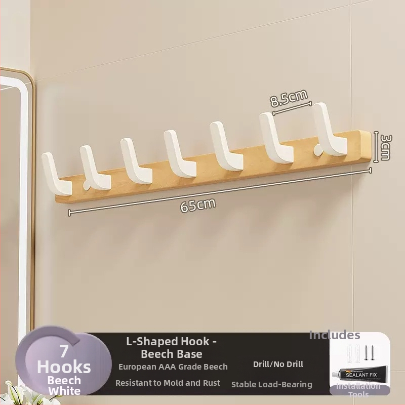 Koka sienas pakaramais ar vienu āķi, gaišs luksusa stils; materiāli: koks un plastmasa; maksimālais slogs 10 kg; uzstādīšana caur urbumu