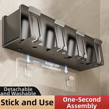 Zobu birstes turētājs, sienas montāža, bez urbšanas, alumīnijs, 2-3-4 nodalījumi, ar drukātu logotipu