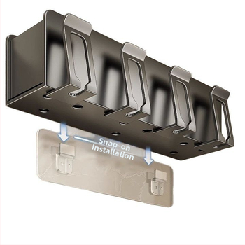 Zobu birstes turētājs, sienas montāža, bez urbšanas, alumīnijs, 2-3-4 nodalījumi, ar drukātu logotipu