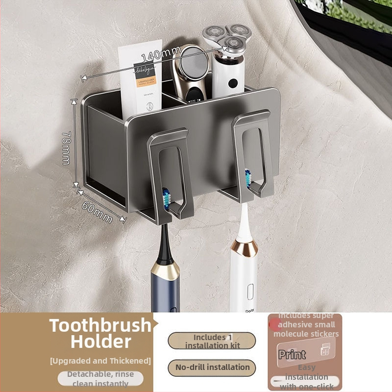 Zobu birstes turētājs, sienas montāža, bez urbšanas, alumīnijs, 2-3-4 nodalījumi, ar drukātu logotipu