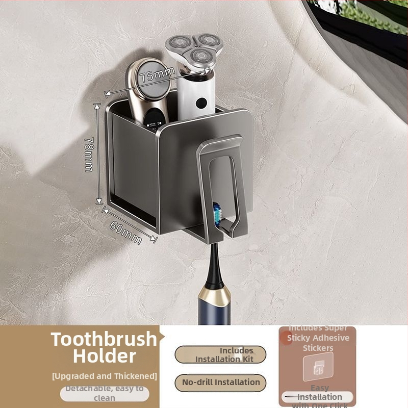 Zobu birstes turētājs, sienas montāža, bez urbšanas, alumīnijs, 2-3-4 nodalījumi, ar drukātu logotipu