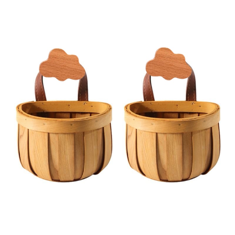 Дървена кошница за кухненско съхранение, пасторален стил, модел 7563, пускане на пазара през 2024 г.